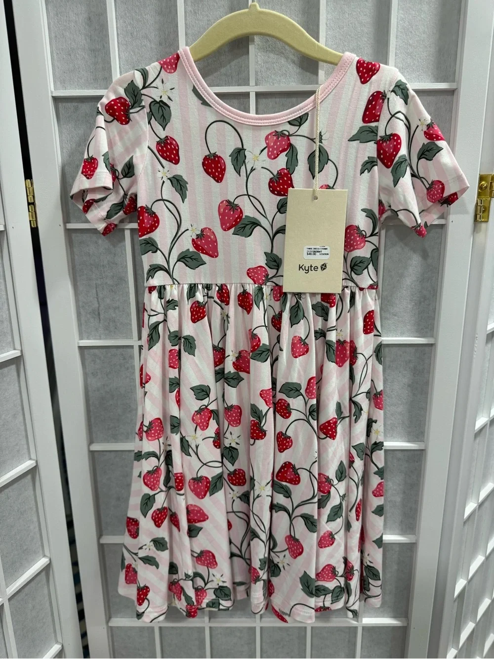 Kyte Pink Strawberry Print Short Sleeve Dress